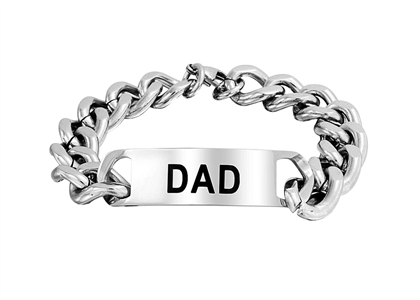 Rhodium Plated Dad ID Bracelet